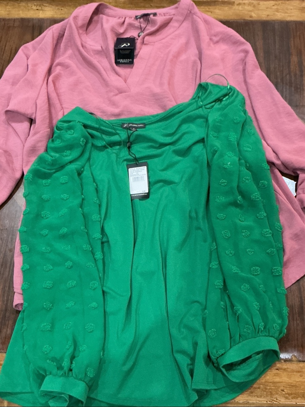 Two (2) Bundle of Adrianna Papell Blouses - Pink and Green